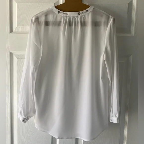 NEW YORK & COMPANY White Long Sleeve Top Medium Size New - Picture 5 of 7